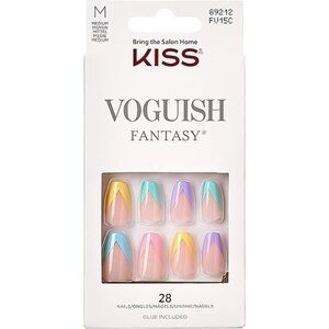 Kiss Nails Voguish Press Glue Manicure Coffin Medium French Pastel